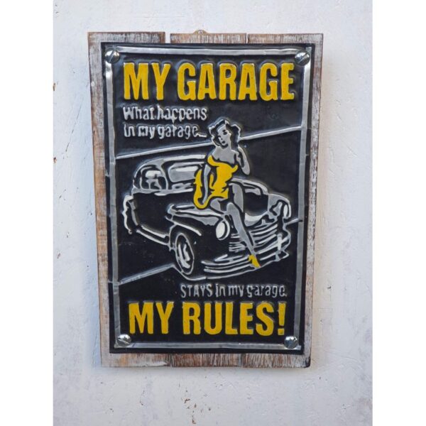 Holz-Metall-Schild Garage